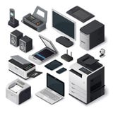 Insieme isometrico di vettore dei mobili d'ufficio royalty illustrazione gratis Insieme isometrico di vettore dei mobili d'ufficio royalty illustrazione gratis