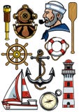 Insieme nautico dell'oggetto di progettazione illustrazione vettoriale Insieme nautico dell'oggetto di progettazione illustrazione vettoriale