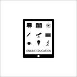 Insieme solido dell'icona di istruzione online, e-learning illustrazione di stock Insieme solido dell'icona di istruzione online, e-learning illustrazione di stock