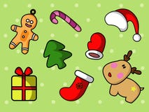 Insieme sveglio di natale con le icone del fumetto illustrazione di stock Insieme sveglio di natale con le icone del fumetto illustrazione di stock