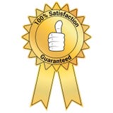 Insignia de oro garantizada satisfacción stock de ilustración Insignia de oro garantizada satisfacción stock de ilustración