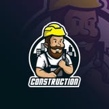 Insignia moderna del untuk del gaya del konstruksi del maskot del logotipo del desain de Vektor del ilustrasi dengan del konsep, stock de ilustración Insignia moderna del untuk del gaya del konstruksi del maskot del logotipo del desain de Vektor del ilustrasi dengan del konsep, stock de ilustración