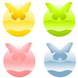 Insignias del círculo de la mariposa stock de ilustración Insignias del círculo de la mariposa stock de ilustración