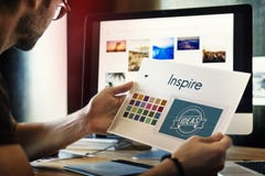 Inspire Be Creative Design Logo Concept stock image Inspire Be Creative Design Logo Concept stock image