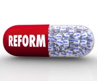 Instant Reform - Capsule Pill Promises Improvement and Fix vector illustration Instant Reform - Capsule Pill Promises Improvement and Fix vector illustration
