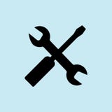 Inställningssymbol, blå bakgrundsvektorillustration royaltyfri illustrationer Inställningssymbol, blå bakgrundsvektorillustration royaltyfri illustrationer