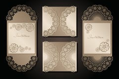 Intage kuvert och inbjudan för laser-klipp Openwork räkning och kortdesign för att gifta sig, valentin dag, romantiker royaltyfri illustrationer Intage kuvert och inbjudan för laser-klipp Openwork räkning och kortdesign för att gifta sig, valentin dag, romantiker royaltyfri illustrationer