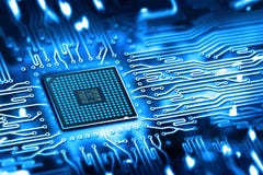 Integrated microchip. Abstract microchip integrated on motherboard Integrated microchip. Abstract microchip integrated on motherboard