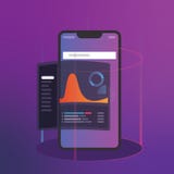 Inteligencji i biznesu analityka z kluczowego występu wskaźników deski rozdzielczej pojęciem cyfrowa mądrze telefon wisząca ozdob ilustracji Inteligencji i biznesu analityka z kluczowego występu wskaźników deski rozdzielczej pojęciem cyfrowa mądrze telefon wisząca ozdob ilustracji