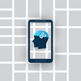 Inteligência artificial abstrata, controlo esperto do tráfego e conceito de projeto das redes com mapa e cabeça humana Imagens de Stock Inteligência artificial abstrata, controlo esperto do tráfego e conceito de projeto das redes com mapa e cabeça humana Imagens de Stock