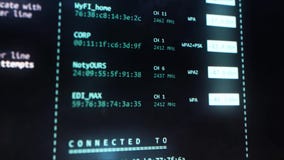 Interfaz de usuario del analizador de Wi-Fi en pantalla de ordenador Concepto de la TV ilustración del vector Interfaz de usuario del analizador de Wi-Fi en pantalla de ordenador Concepto de la TV ilustración del vector