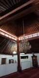 The interior is an antique and unique construction of Yogyakarta's grand mosque wood. royalty free stock photography The interior is an antique and unique construction of Yogyakarta's grand mosque wood. royalty free stock photography