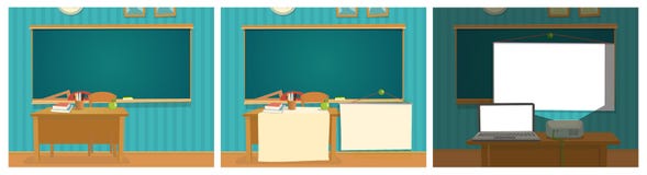 Interior of classroom with desk and blackboard. royalty free illustration Interior of classroom with desk and blackboard. royalty free illustration