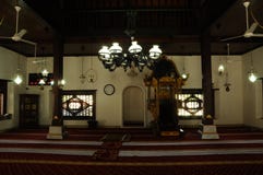 Interior de Masjid Kampung Hulu en Malaca, Malasia fotografía de archivo Interior de Masjid Kampung Hulu en Malaca, Malasia fotografía de archivo