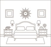 Interior do quarto Sala de hotel com cama de casal Vetor Illustratio ilustração royalty free Interior do quarto Sala de hotel com cama de casal Vetor Illustratio ilustração royalty free