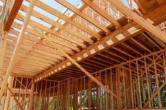 Interior framing of a new house under construction Royalty Free Stock Image Interior framing of a new house under construction Royalty Free Stock Image