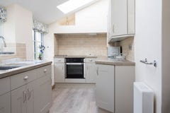 Empty Interior Of Modern Kitchen In Home stock photography Empty Interior Of Modern Kitchen In Home stock photography