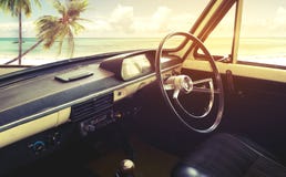 Interior Of Classic Vintage Car Stock Photography