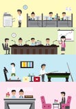 Interior y disposición planos del edificio de la empresa de negocios para cada depa ilustración del vector Interior y disposición planos del edificio de la empresa de negocios para cada depa ilustración del vector