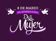 internacional de la Mujer, traducción española de 8 de marzo Dia: Día para mujer internacional del 8 de marzo stock de ilustración internacional de la Mujer, traducción española de 8 de marzo Dia: Día para mujer internacional del 8 de marzo stock de ilustración