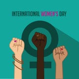 International Women's Day poster with raised fists royalty free illustration International Women's Day poster with raised fists royalty free illustration