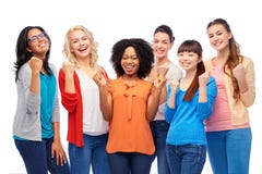 Internationale Gruppe glückliche lächelnde Frauen stockfoto Internationale Gruppe glückliche lächelnde Frauen stockfoto