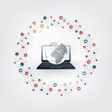 Internet colorido das coisas, conceito de projeto de computação da nuvem com ícones - conexões de rede de Digitas, fundo da tecno Imagens de Stock Internet colorido das coisas, conceito de projeto de computação da nuvem com ícones - conexões de rede de Digitas, fundo da tecno Imagens de Stock