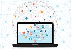 Internet networking concept and Cloud computing technology vector illustration Internet networking concept and Cloud computing technology vector illustration