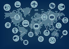 Internet Of Things (IoT) Word And Icons With Globe And World Map Royalty Free Stock Images Internet Of Things (IoT) Word And Icons With Globe And World Map Royalty Free Stock Images