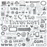 Internet Web Icon Computer Sketchy Doodles Set