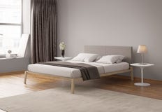 Interno grigio moderno della camera da letto fotografia stock libera da diritti Interno grigio moderno della camera da letto fotografia stock libera da diritti