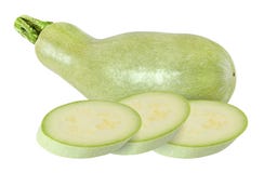 Intero e zucchini verde chiaro affettato isolato con il percorso di ritaglio Immagine Stock Libera da Diritti Intero e zucchini verde chiaro affettato isolato con il percorso di ritaglio Immagine Stock Libera da Diritti