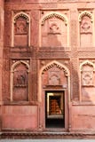 Intricate carvings decorate the Agra Fort in Agra, India