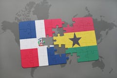 intryguje z flaga państowowa republika dominikańska i Ghana na światowej mapie ilustracji intryguje z flaga państowowa republika dominikańska i Ghana na światowej mapie ilustracji