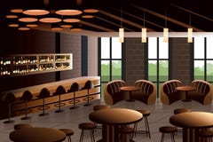 Intérieur de restaurant avec le regard industriel illustration stock Intérieur de restaurant avec le regard industriel illustration stock