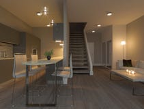 Intérieur moderne de cuisine d'appartement duplex illustration de vecteur Intérieur moderne de cuisine d'appartement duplex illustration de vecteur