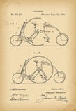 Invenção arquivística da história da bicicleta em tandem do Velocipede de 1884 patentes ilustração stock Invenção arquivística da história da bicicleta em tandem do Velocipede de 1884 patentes ilustração stock