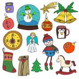Inverno, nuovo anno, icone del profilo di Natale messe Elementi decorativi per le vacanze invernali per progettazione illustrazione di stock Inverno, nuovo anno, icone del profilo di Natale messe Elementi decorativi per le vacanze invernali per progettazione illustrazione di stock