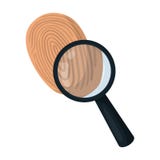 Investigation by fingerprint magnifier, crime. Loupe is a detective tool, single icon in cartoon style vector symbol stock illustration Investigation by fingerprint magnifier, crime. Loupe is a detective tool, single icon in cartoon style vector symbol stock illustration