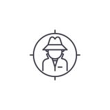 Investigation linear icon concept. Investigation line vector sign, symbol, illustration. royalty free illustration Investigation linear icon concept. Investigation line vector sign, symbol, illustration. royalty free illustration