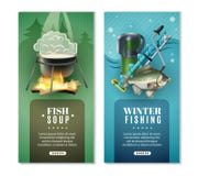 Invierno que pesca 2 banderas verticales fijadas stock de ilustración Invierno que pesca 2 banderas verticales fijadas stock de ilustración
