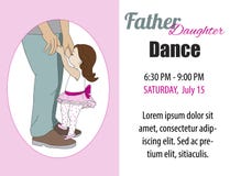 Invitación de la danza de la hija del papá, cartel Vector ilustración del vector Invitación de la danza de la hija del papá, cartel Vector ilustración del vector