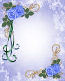 Invitación floral de la frontera de las rosas azules stock de ilustración Invitación floral de la frontera de las rosas azules stock de ilustración