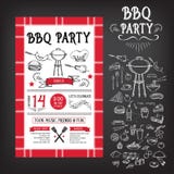 Invitation de partie de barbecue Conception de menu de calibre de BBQ Insecte de nourriture illustration de vecteur Invitation de partie de barbecue Conception de menu de calibre de BBQ Insecte de nourriture illustration de vecteur