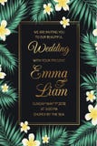 Invitation template tropical leaves frangipani stock illustration Invitation template tropical leaves frangipani stock illustration
