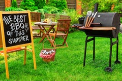 An Invitation To A Barbecue Party, Written on Blackboard stock image An Invitation To A Barbecue Party, Written on Blackboard stock image
