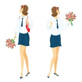 inzameling Jonge schoolmeisjes met bloemen De meisjes zijn zeer aardig, hebben zij een goede stemming, een glimlach De dame zal g royalty-vrije illustratie inzameling Jonge schoolmeisjes met bloemen De meisjes zijn zeer aardig, hebben zij een goede stemming, een glimlach De dame zal g royalty-vrije illustratie