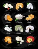 Inzameling van de Besnoeiing gesneden getrokken schets van het kaasassortiment hand royalty-vrije illustratie Inzameling van de Besnoeiing gesneden getrokken schets van het kaasassortiment hand royalty-vrije illustratie
