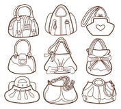 Inzameling van de handtassen van modieuze vrouwen royalty-vrije illustratie Inzameling van de handtassen van modieuze vrouwen royalty-vrije illustratie