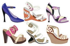 Inzameling van de schoenen van modieuze vrouwen stock illustratie Inzameling van de schoenen van modieuze vrouwen stock illustratie